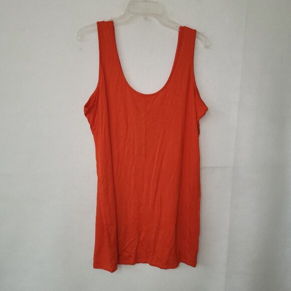Queen Collection Shirt Womens XL Orange Tank Top Scoop Neck Slinky Tunic Length - Picture 3 of 9
